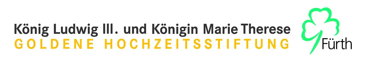 Logo König Ludwig III. und Königin Marie Therese Goldene Hochzeitstiftung Logo mit Schriftzug König Ludwig III. und Königin Marie Therese Goldene Hochzeitstiftung und dem Logo der Stadt Fürth