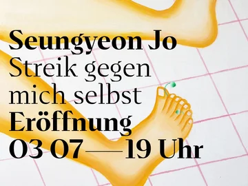 Zeichnung von zwei Füßen auf einem rosa gekachelten Boden