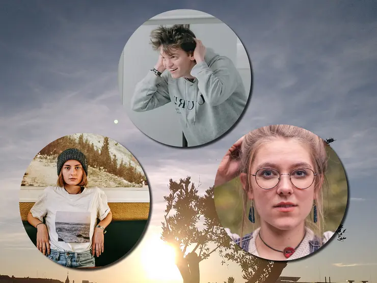 Logo und Portraitbild der teilnehmenden Künstlerinnen und Künstler. Klick führt zum Veranstaltungshinweis.