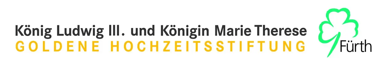 Logo König Ludwig III. und Königin Marie Therese Goldene Hochzeitstiftung Logo mit Schriftzug König Ludwig III. und Königin Marie Therese Goldene Hochzeitstiftung und dem Logo der Stadt Fürth