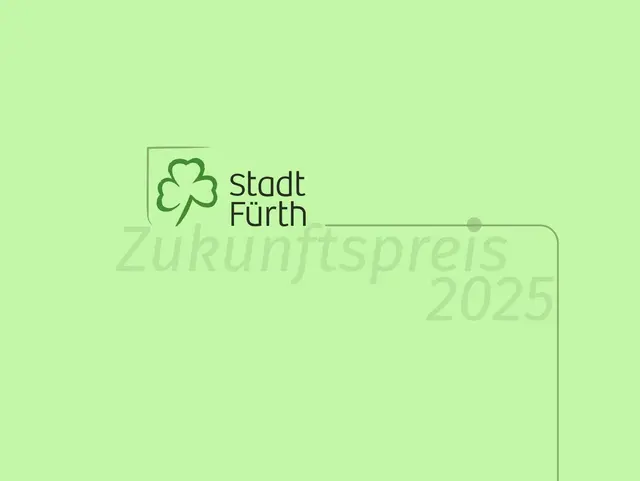 Logo der Stadt Fürth mit Schriftzug Zukunftspreis 2025. Klick auf Bild wechselt in Detailansicht.