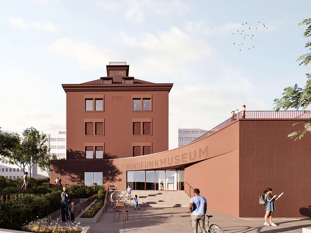 Entwurf des Rundfunkmuseum mit neuem Anbau. Klick öffnet die Meldung.