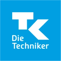 Weißes Logo mit den Buchstaben "TK" und dem Text "Die Techniker" auf blauem Hintergrund. Externer Link, öffnet neues Fenster.