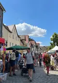 Menschen flanieren auf dem Grafflmarkt; Klick zeigt Bild in größerer Darstellung.