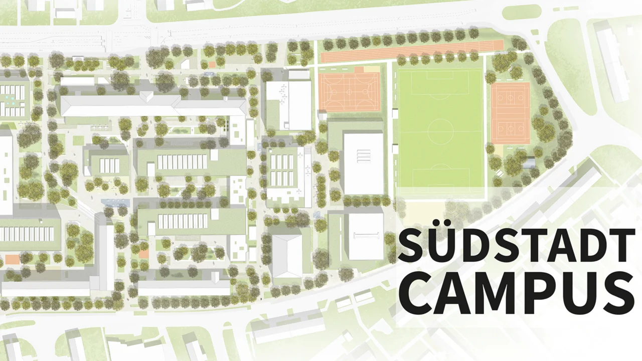 Planansicht mit Text: Südstadt Campus