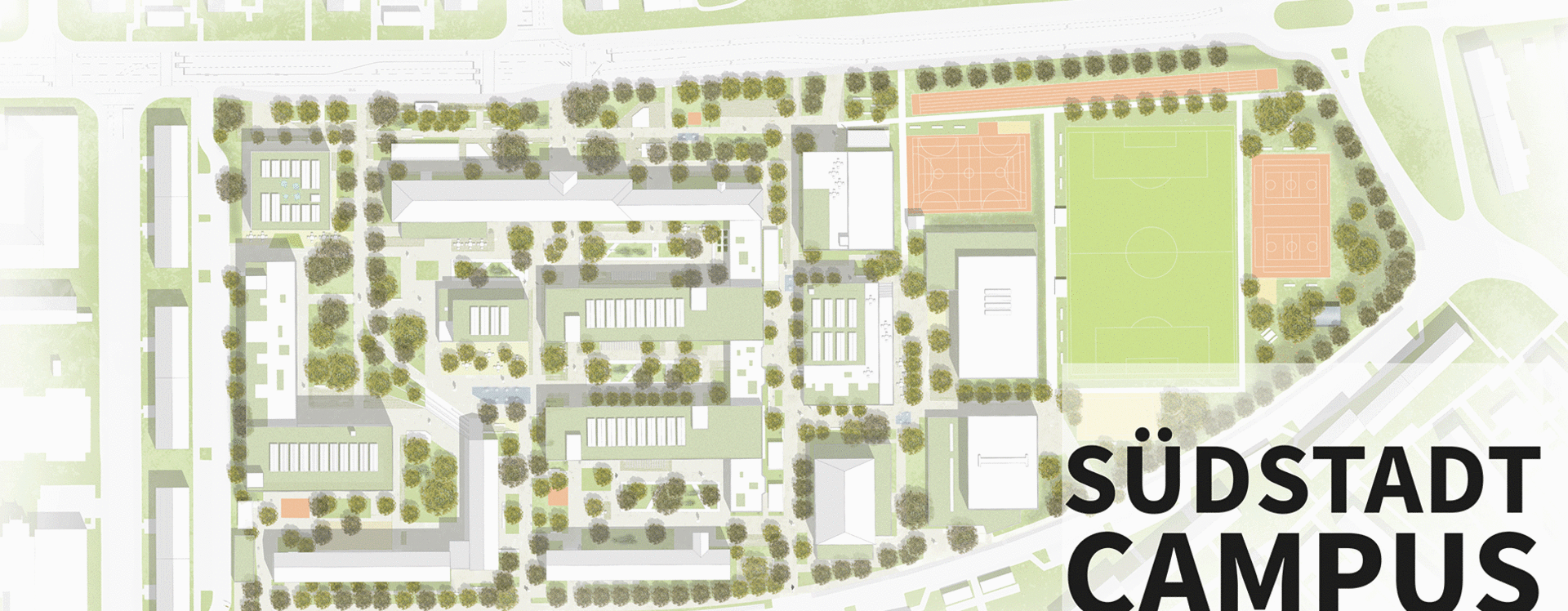 Planansicht mit Text: Südstadt Campus