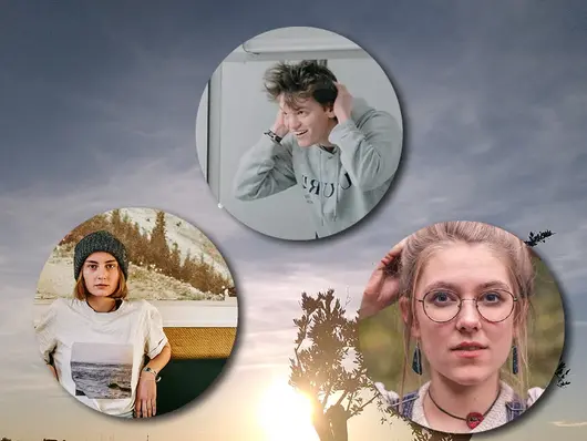 Logo und Portraitbild der teilnehmenden Künstlerinnen und Künstler. Klick führt zum Veranstaltungshinweis.