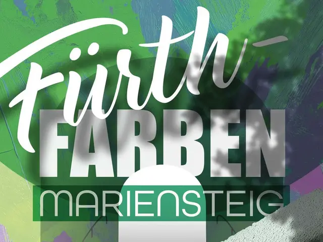 Plakat mit Farbstrichen in Grün- und Lilatönen und einer Farbrolle. Text: Fürthfarben Mariensteig. Konzepterarbeitung: 24.-25.5.2025. Durchführung: 5.-6.7.2025. Klick öffnet Bild in größerer Ansicht.